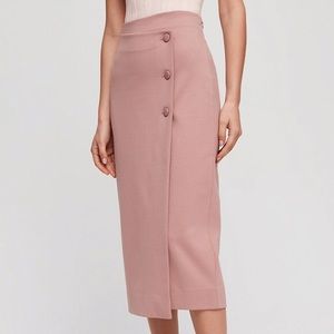 Aritzia Babaton Midi buttoned-up Wrap skirt 4 blue